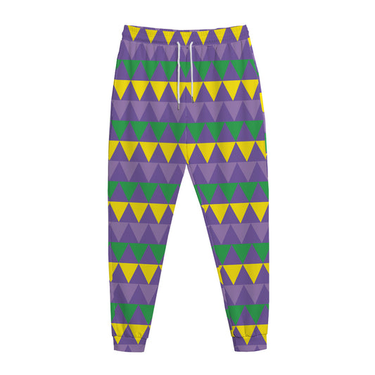 Geometric Mardi Gras Pattern Print Jogger Pants