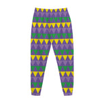 Geometric Mardi Gras Pattern Print Jogger Pants