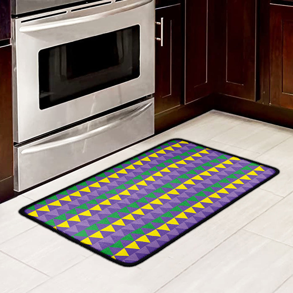 Geometric Mardi Gras Pattern Print Kitchen Mat