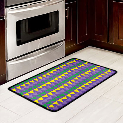 Geometric Mardi Gras Pattern Print Kitchen Mat