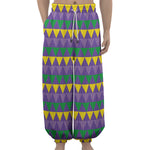 Geometric Mardi Gras Pattern Print Lantern Pants