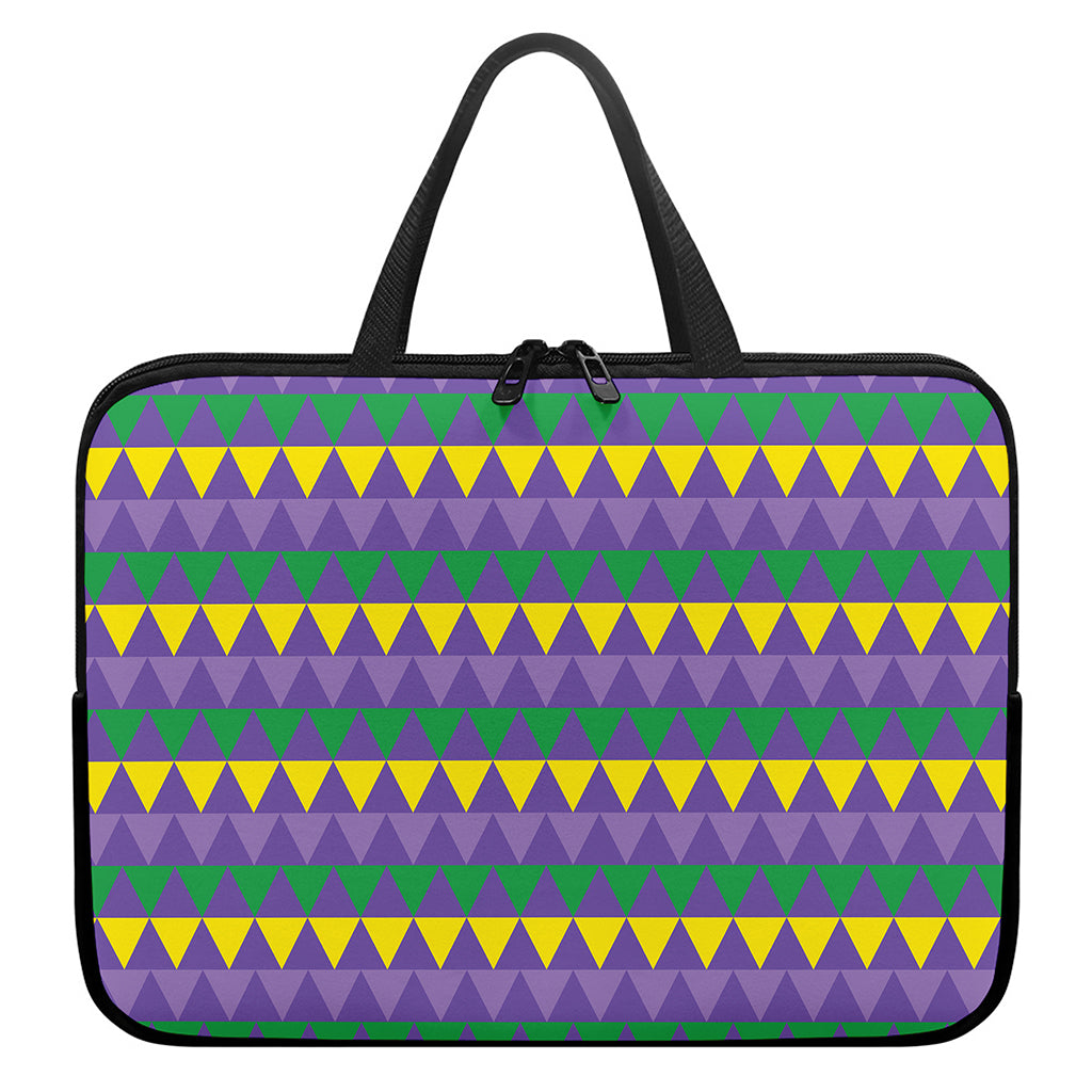 Geometric Mardi Gras Pattern Print Laptop Sleeve With Handle