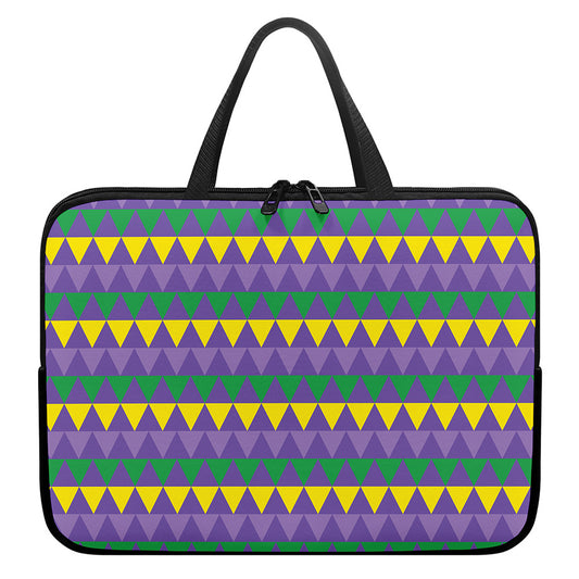Geometric Mardi Gras Pattern Print Laptop Sleeve With Handle