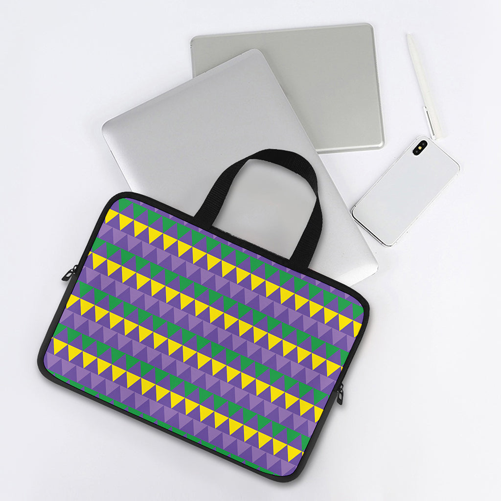 Geometric Mardi Gras Pattern Print Laptop Sleeve With Handle
