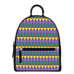 Geometric Mardi Gras Pattern Print Leather Backpack
