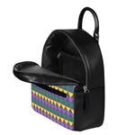 Geometric Mardi Gras Pattern Print Leather Backpack