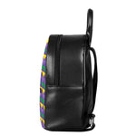 Geometric Mardi Gras Pattern Print Leather Backpack