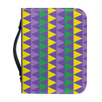 Geometric Mardi Gras Pattern Print Leather Bible Cover