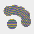 Geometric Mardi Gras Pattern Print Leather Coaster Set