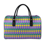 Geometric Mardi Gras Pattern Print Leather Duffle Bag