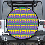 Geometric Mardi Gras Pattern Print Leather Spare Tire Cover