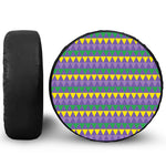 Geometric Mardi Gras Pattern Print Leather Spare Tire Cover