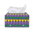 Geometric Mardi Gras Pattern Print Leather Tissue Box Cover