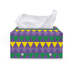 Geometric Mardi Gras Pattern Print Leather Tissue Box Cover