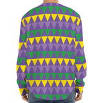 Geometric Mardi Gras Pattern Print Long Sleeve Baseball Jersey