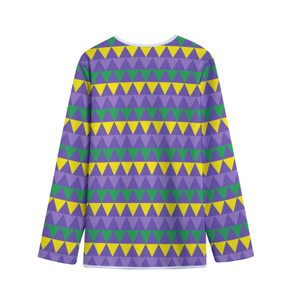 Geometric Mardi Gras Pattern Print Long Sleeve Short Coat