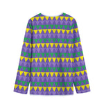 Geometric Mardi Gras Pattern Print Long Sleeve Short Coat