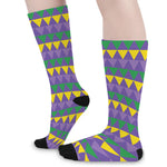 Geometric Mardi Gras Pattern Print Long Socks