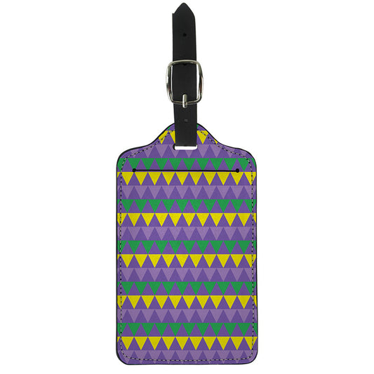 Geometric Mardi Gras Pattern Print Luggage Tag