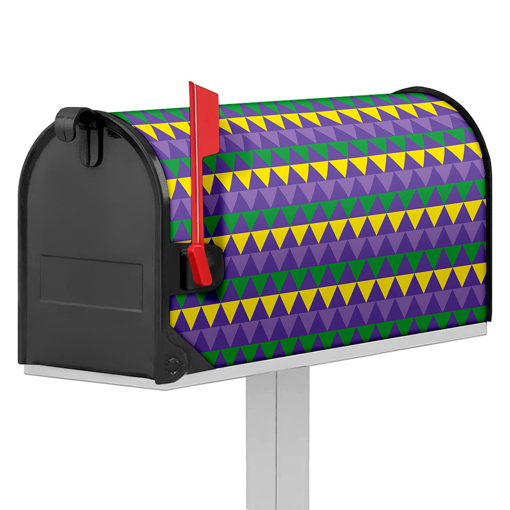Geometric Mardi Gras Pattern Print Mailbox Cover