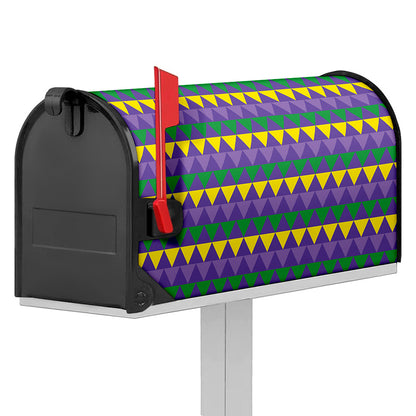 Geometric Mardi Gras Pattern Print Mailbox Cover