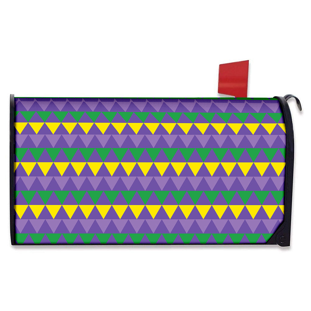 Geometric Mardi Gras Pattern Print Mailbox Cover