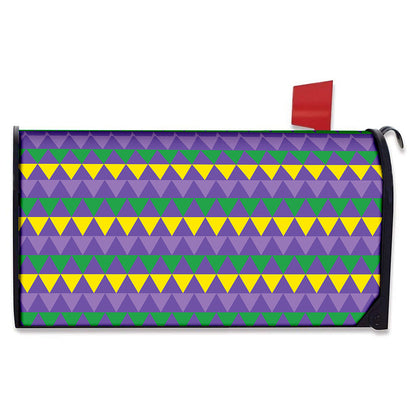 Geometric Mardi Gras Pattern Print Mailbox Cover