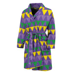 Geometric Mardi Gras Pattern Print Men's Bathrobe