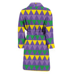 Geometric Mardi Gras Pattern Print Men's Bathrobe