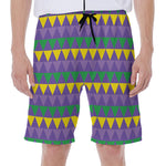 Geometric Mardi Gras Pattern Print Men's Beach Shorts