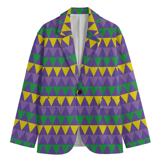 Geometric Mardi Gras Pattern Print Men's Blazer