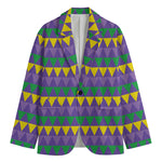 Geometric Mardi Gras Pattern Print Men's Blazer
