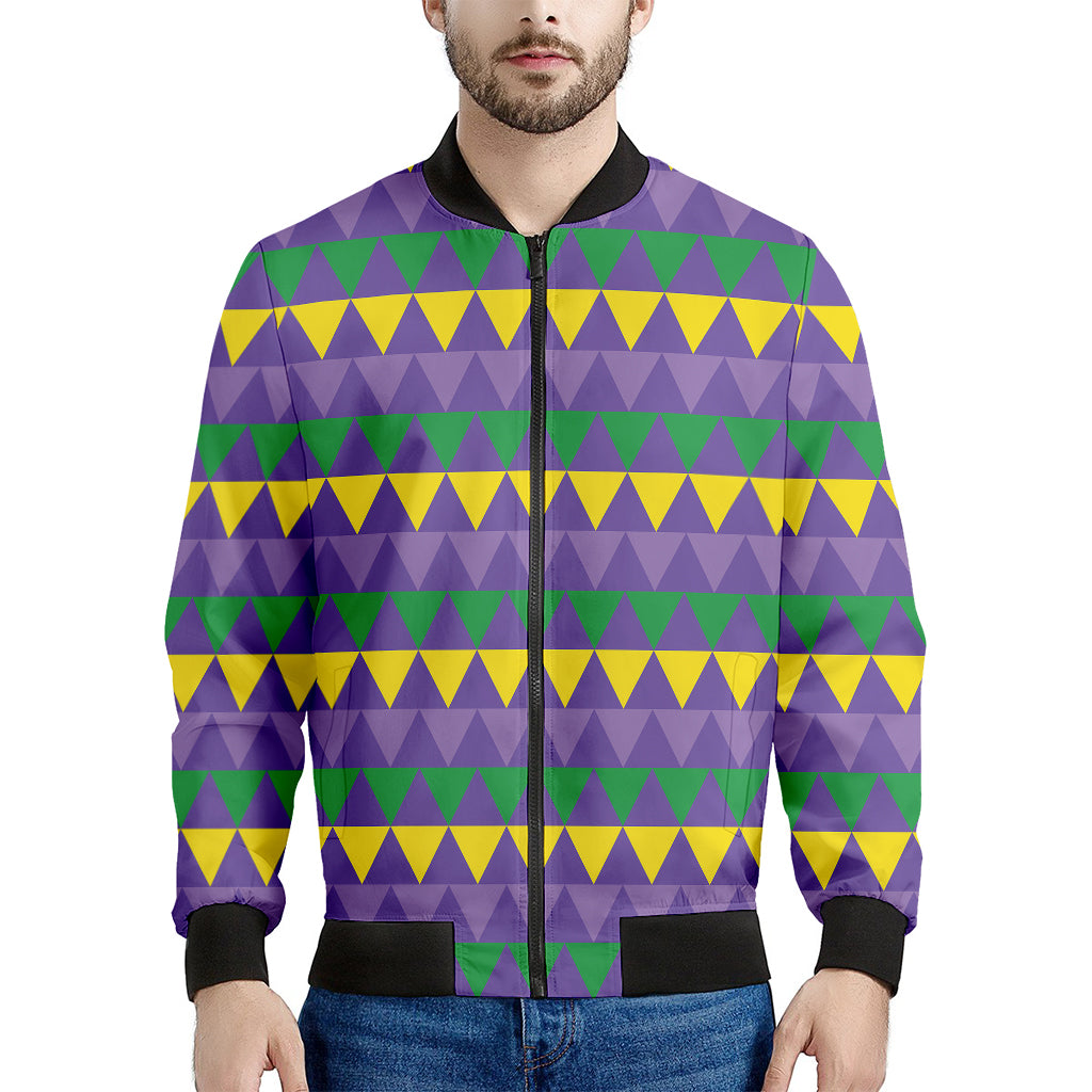 Geometric Mardi Gras Pattern Print Men's Bomber Jacket