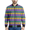 Geometric Mardi Gras Pattern Print Men's Bomber Jacket