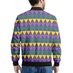 Geometric Mardi Gras Pattern Print Men's Bomber Jacket