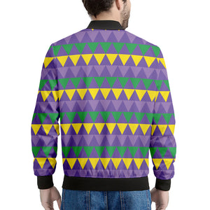 Geometric Mardi Gras Pattern Print Men's Bomber Jacket