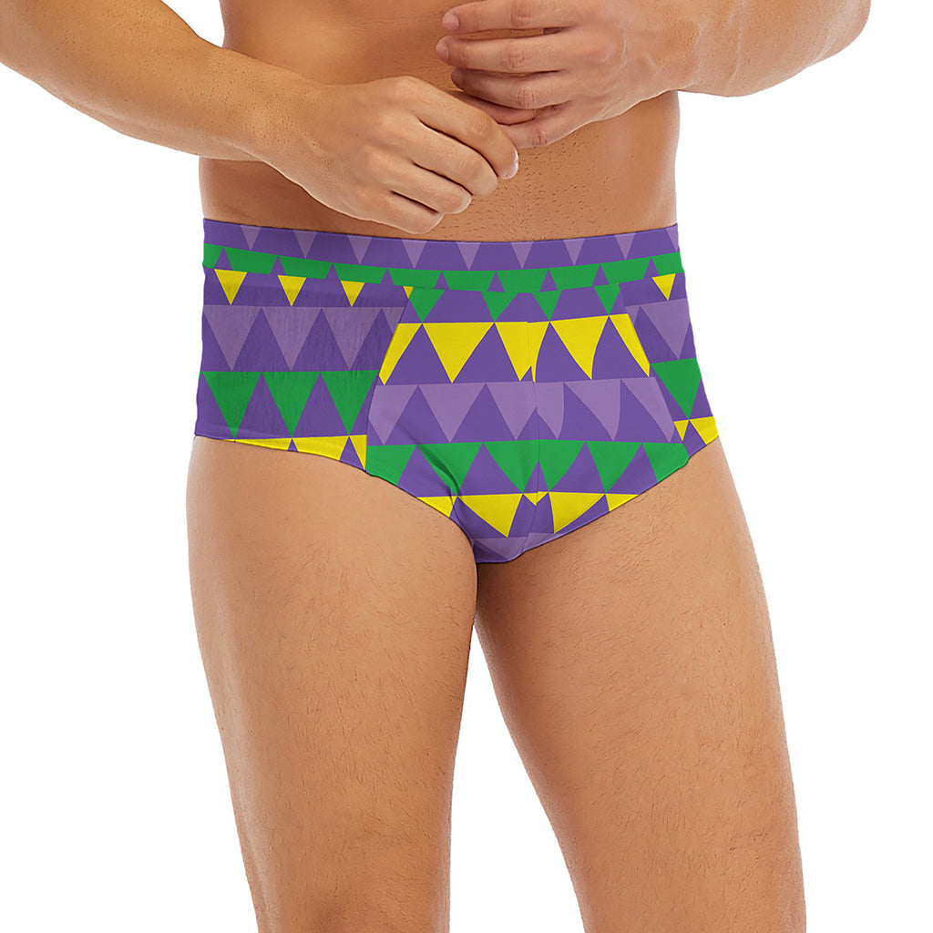 Geometric Mardi Gras Pattern Print Men's Briefs