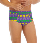 Geometric Mardi Gras Pattern Print Men's Briefs