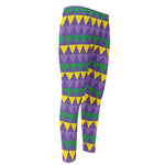 Geometric Mardi Gras Pattern Print Men's Compression Pants