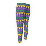 Geometric Mardi Gras Pattern Print Men's Compression Pants