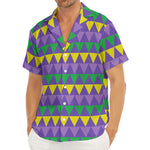 Geometric Mardi Gras Pattern Print Men's Deep V-Neck Shirt