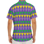 Geometric Mardi Gras Pattern Print Men's Deep V-Neck Shirt