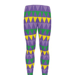 Geometric Mardi Gras Pattern Print Men's leggings