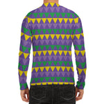 Geometric Mardi Gras Pattern Print Men's Long Sleeve Rash Guard