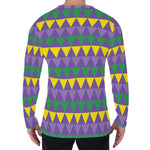 Geometric Mardi Gras Pattern Print Men's Long Sleeve T-Shirt