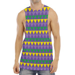 Geometric Mardi Gras Pattern Print Men's Muscle Tank Top