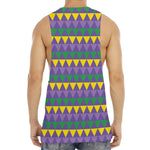 Geometric Mardi Gras Pattern Print Men's Muscle Tank Top