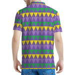 Geometric Mardi Gras Pattern Print Men's Polo Shirt