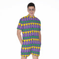 Geometric Mardi Gras Pattern Print Men's Romper