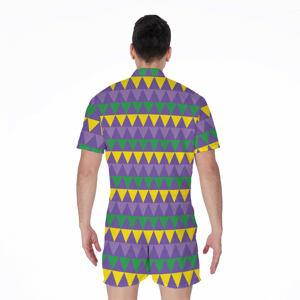Geometric Mardi Gras Pattern Print Men's Rompers